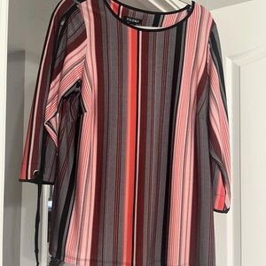 Roz & Ali Pink and Black Boxy 3/4 Sleeve Blouse